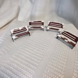 Christmas‎ Village 4-Park Benches Metal Material Vintage